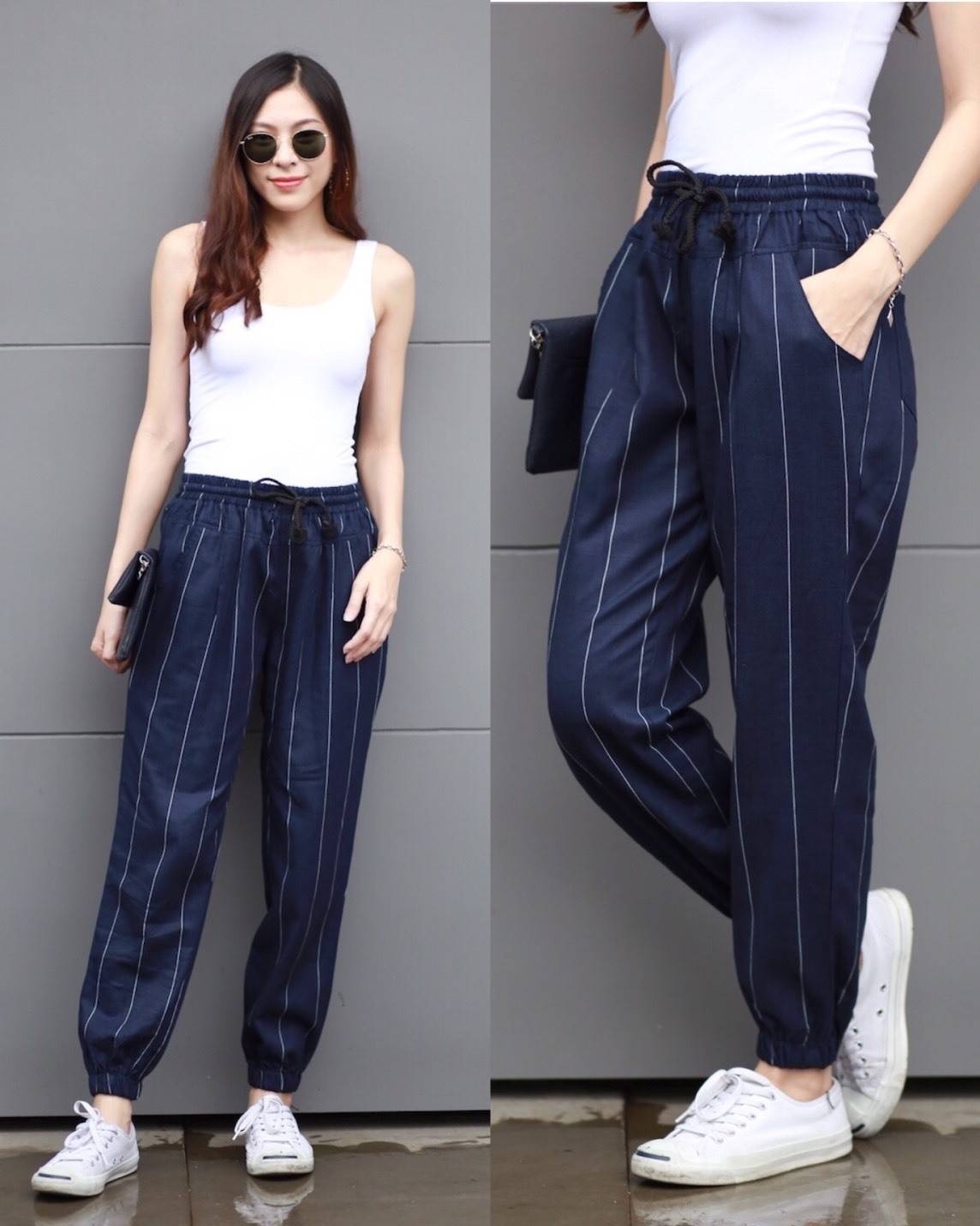 พร้อมส่ง กางเกง ผ้าลินินขากระบอกเล็ก