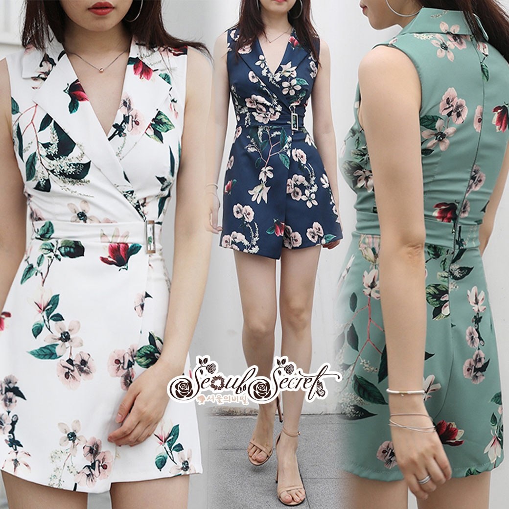 เสื้อผ้าเกาหลี พร้อมส่ง งานจั้ม Suit ขาสั้น