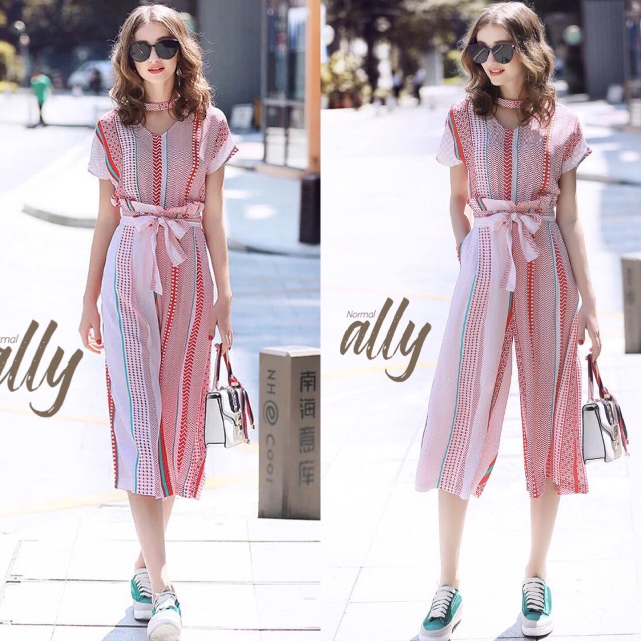 เสื้อผ้าเกาหลี พร้อมส่ง เสื้อตรงคอเป็นโชคเกอร์