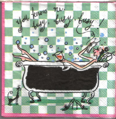 แนวภาพคำคม Busy กระดาษแนพคินสำหรับทำงาน เดคูพาจ Decoupage Paper Napkins เป็นภาพ 4 บล๊อค ขนาด 25X25 ซม