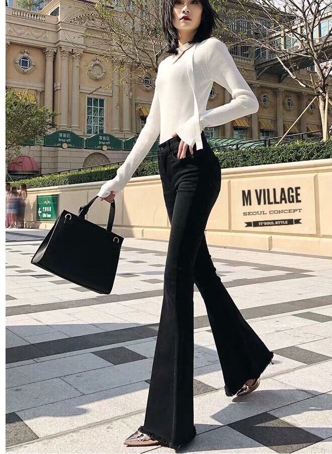 พร้อมส่ง กางเกงขาเดฟม้า