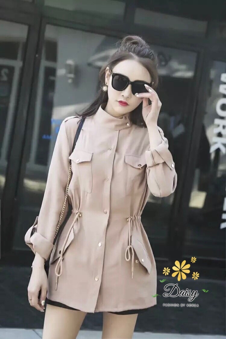 เสื้อผ้าเกาหลี พร้อมส่ง เสื้อคลุมแขนยาว ผ้าคอตตอน