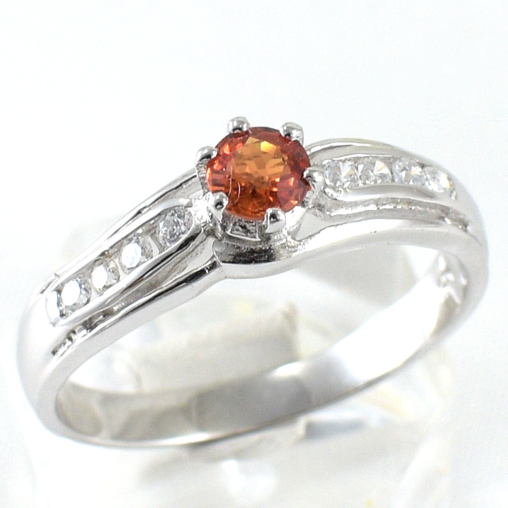 แหวนเงินแท้ 92.5% ฝังพลอยบุษราคัมแท้สีส้ม