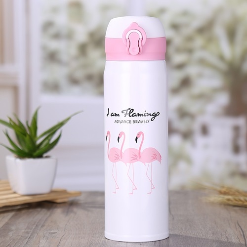 กระบอกน้ำเก็บอุณหภูมิ แบบนกฟามิงโก้ สามารถใส่ได้ทั้งร้อนและเย็น ขนาด 500 ml.