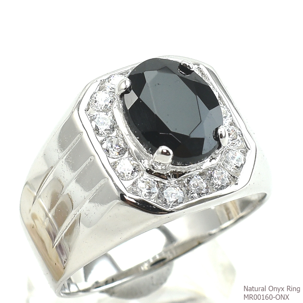 แหวนเงินแท้ 92.5% ฝังพลอยนิลแท้ MR00160-ONX