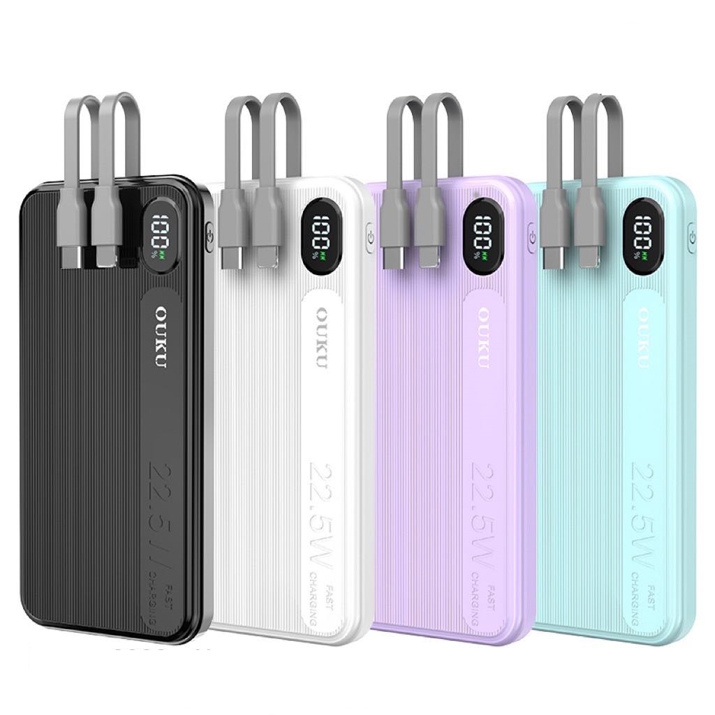 OUKU P16 แบตสำรอง 10000mAh ชาร์จเร็ว PD20W power bank fast charge LED Display มีสายชาร์จในตัว