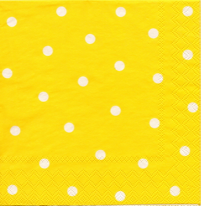แนวภาพ Cath Kidston Polka Dot ลายจุด พื้นเหลืองวินเทจ เป็นภาพกระจายเต็มแผ่น กระดาษแนพกิ้นสำหรับทำงาน เดคูพาจ Decoupage Paper Napkins ขนาด 33X33cm