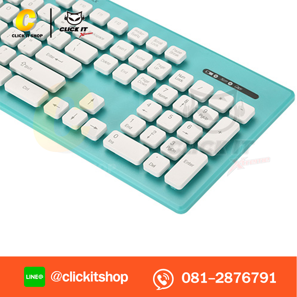 KEYBOARD (คีย์บอร์ดไร้สาย) WIRELESS MICROPACK KM-232 - BLUE