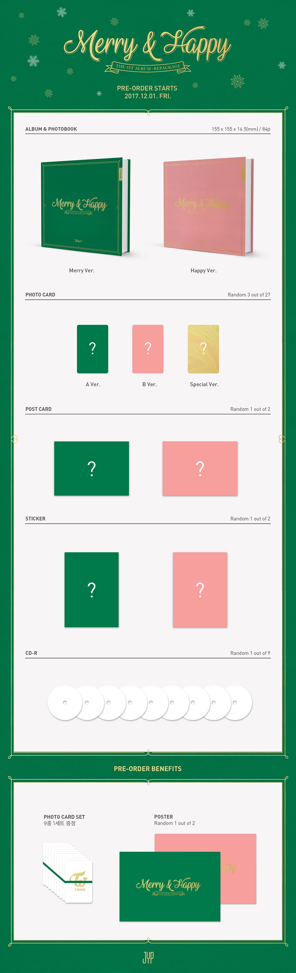 [Pre] TWICE : 1st Album Repackage - Merry & Happy (Random Ver.)