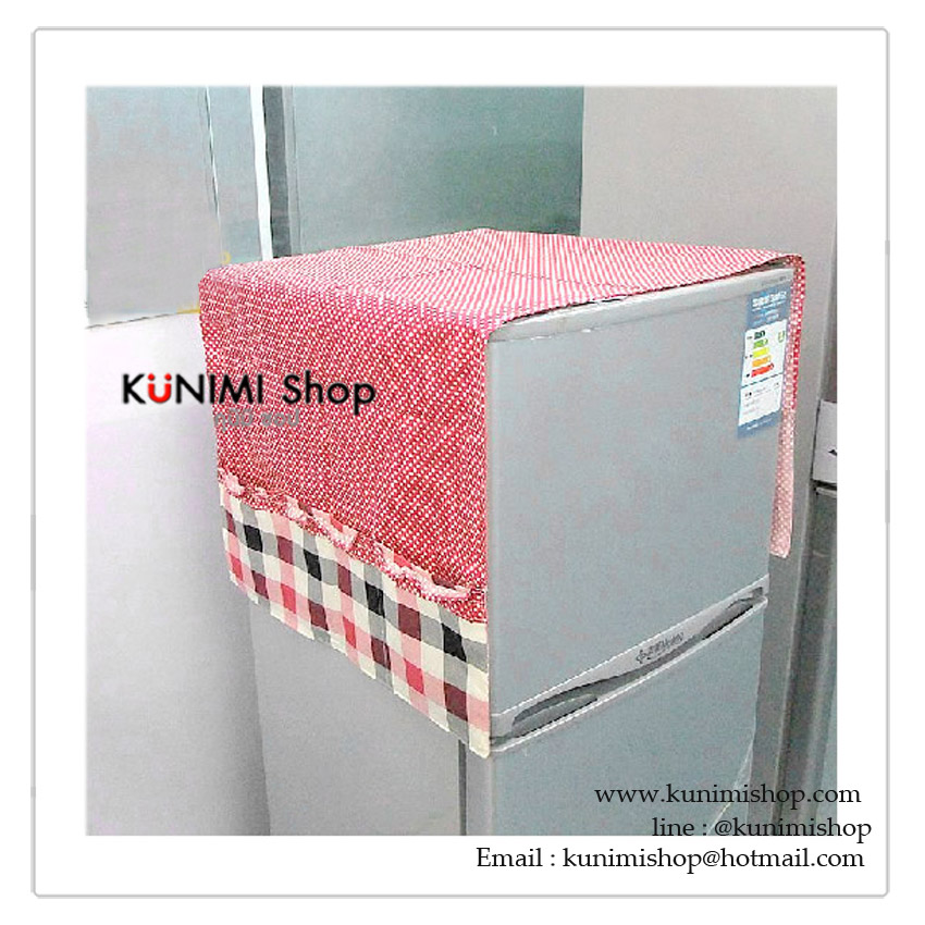 GK269 ผ้าคลุมตู้เย็นลายน่ารัก มีช่องใส่ของด้านข้างคะ ขนาด กว้าง 50 x ยาว 124 ซม.