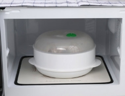 กล่องนึ่ง อุ่น อาหารใส่ไมโครเวฟ กล่องนึ่่ง อุ่น แยกชั้นพร้อมฝาปิด กล่องอาหารใส่ไมโครเวฟได้ สีขาว