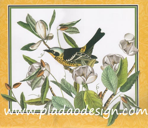 กระดาษสาพิมพ์ลาย สำหรับทำงาน เดคูพาจ Decoupage แนวภาำพ ภาพวาด นกอ้วนตัวสวยบินดอมดมดอกไม้สีขาว สวยคลาสสิค (ปลาดาวดีไซน์)