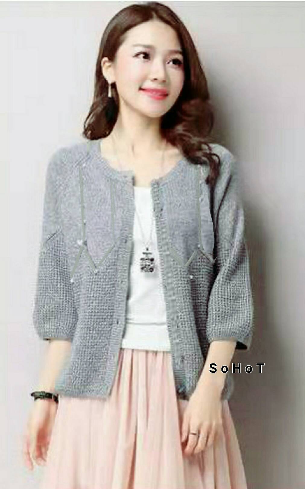 เสื้อเกาหลี พร้อมส่ง เสื้อคลุมเนื้อผ้านุ่มใส่สบาย