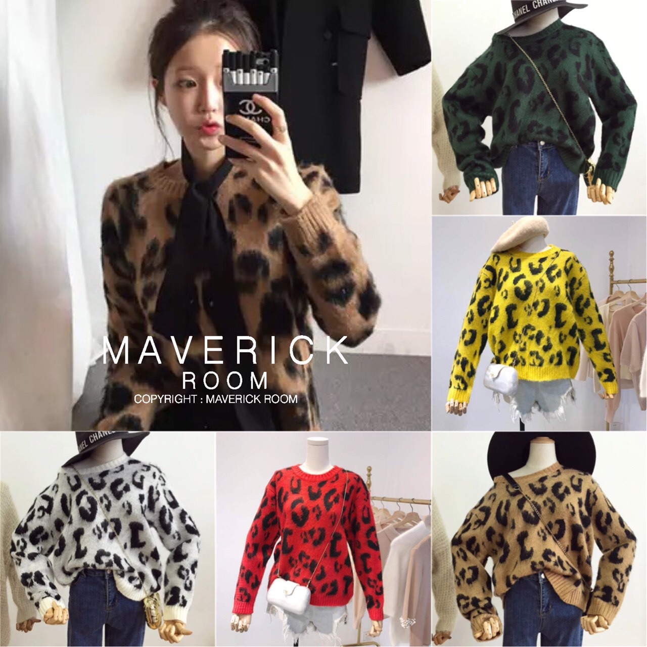 เสื้อเกาหลี พร้อมส่ง เสื้อสเวตเตอร์ ลวดลายเก๋ๆ