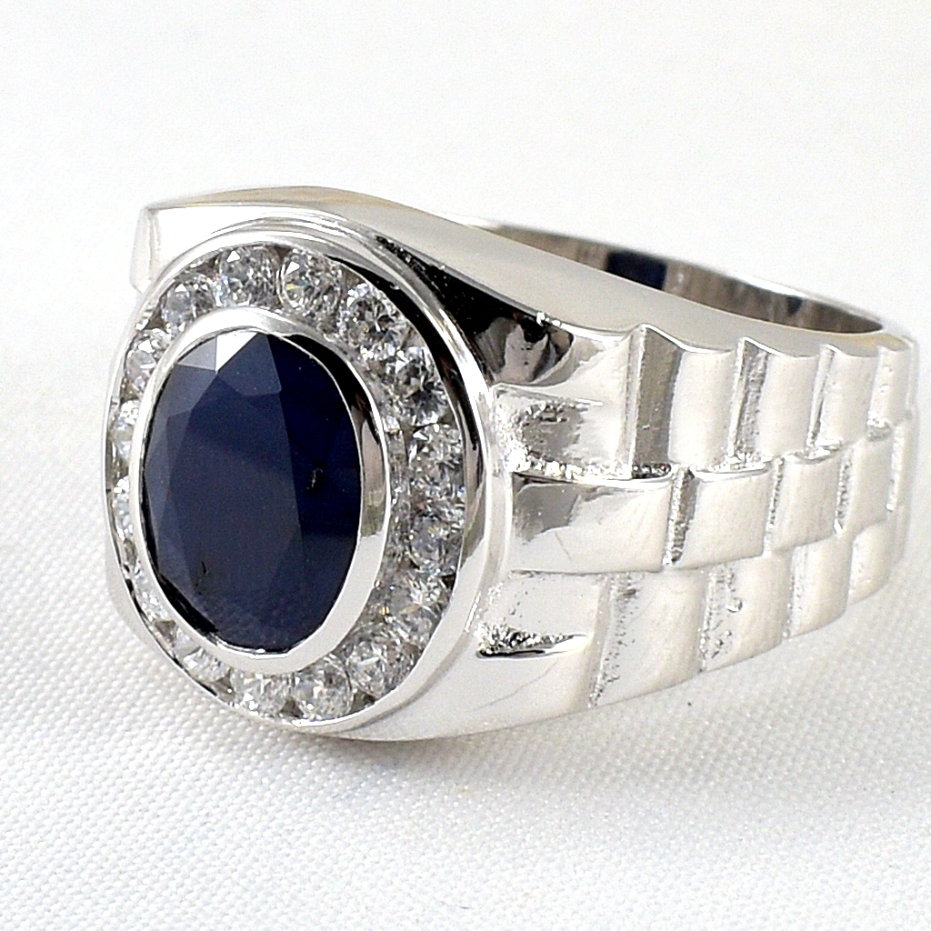 SKJewelryFactory แหวนชายพลอยไพลินแท้ เสริมอำนาจ บารมีและความมั่นคง MR00541-BSA