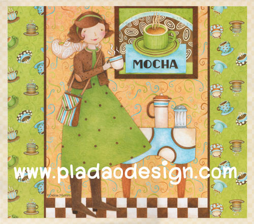 กระดาษสาพิมพ์ลาย สำหรับทำงาน เดคูพาจ Decoupage แนวภาำพ การ์ตูน นางฟ้าน้อย นักดื่มกาแฟตัวยง วันนี้เลือกดื่ม Mocha (ปลาดาวดีไซน์)