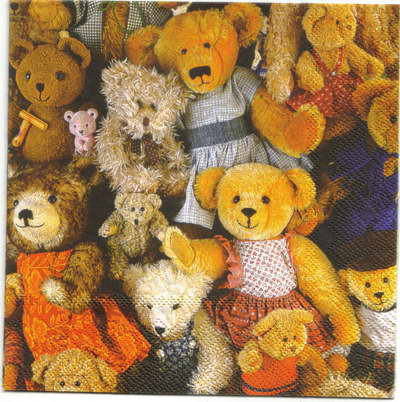 แนวภาพตุ๊กตา กองทัพตุ๊กตาหมี กระดาษแนพกิ้นสำหรับทำงาน เดคูพาจ Decoupage Paper Napkins เป็นภาพเต็มแผ่น ขนาด 33X33cm