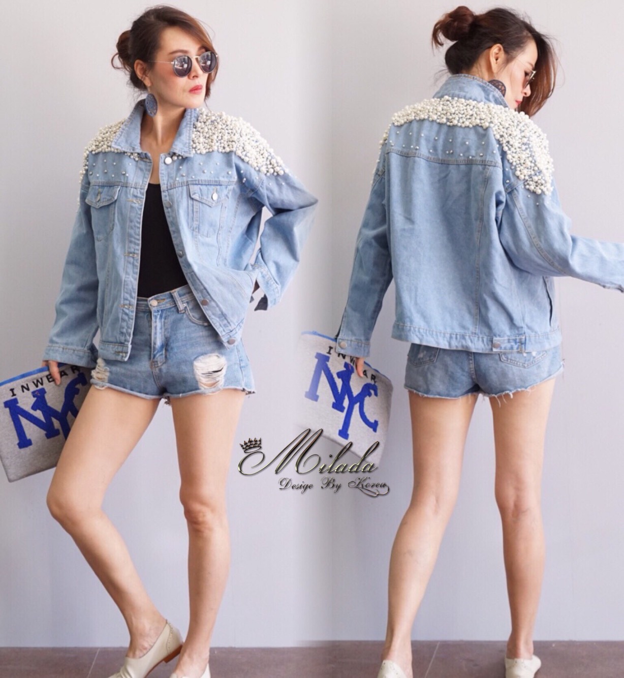 เสื้อผ้าเกาหลี พร้อมส่ง Jacket Jean