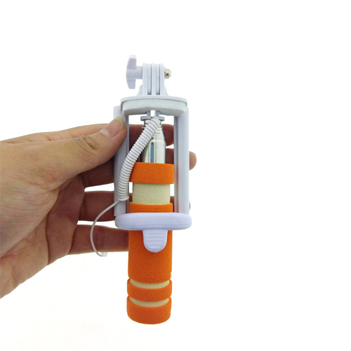 ไม้เซลฟี่พร้อมปุ่มกดถ่ายในตัวขนาดพกพา สีส้ม