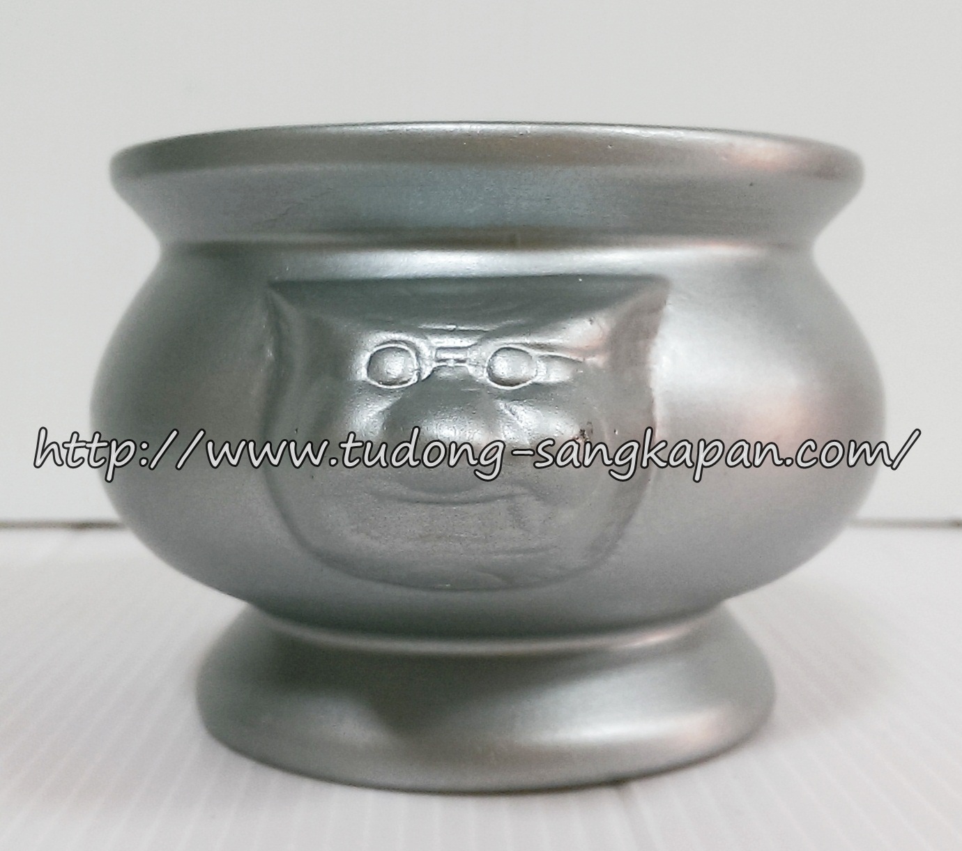 กระถางธูปหัวสิงห์ เซรามิคสีเงิน