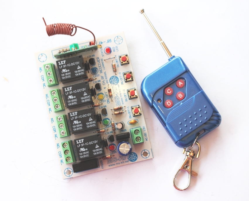 RF -4F รีโมท คอนโทรล 4 ช่อง ใช้ไฟ AC-DC