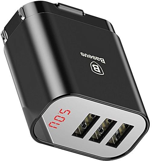 หัวชาร์จ Baseus Portable 3 USB 3.4A Mirror Travel Wall Charger Adapter