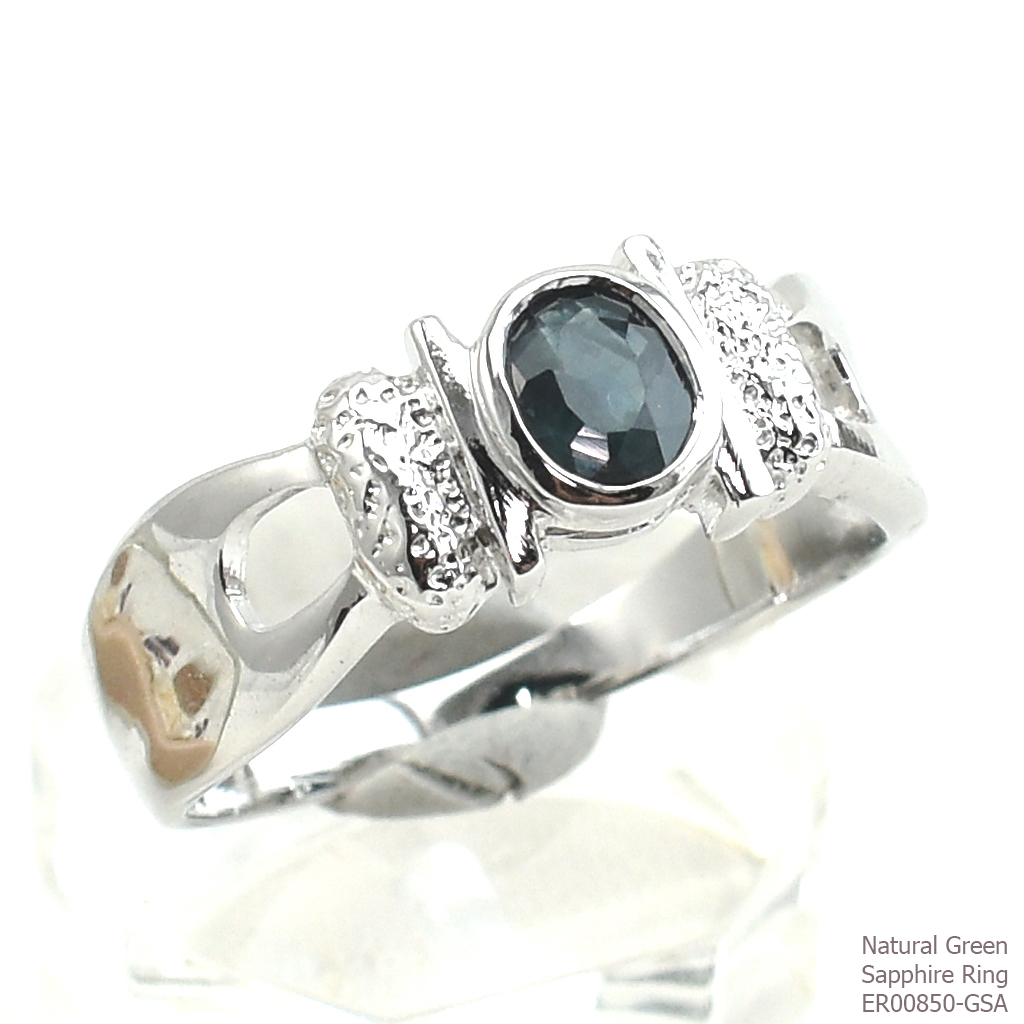 SKJewelryFactory พลอยจันทบุรี แหวนเงินแท้ 92.5% ฝังพลอยเขียวส่องแท้ ER00850-GSA