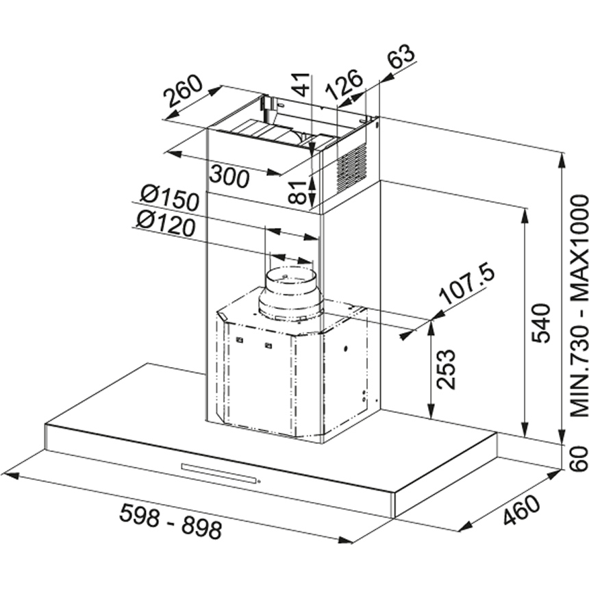 เครื่องดูดควัน FRANKE ราคาพิเศษ รุ่น FCR925TCBK/XS