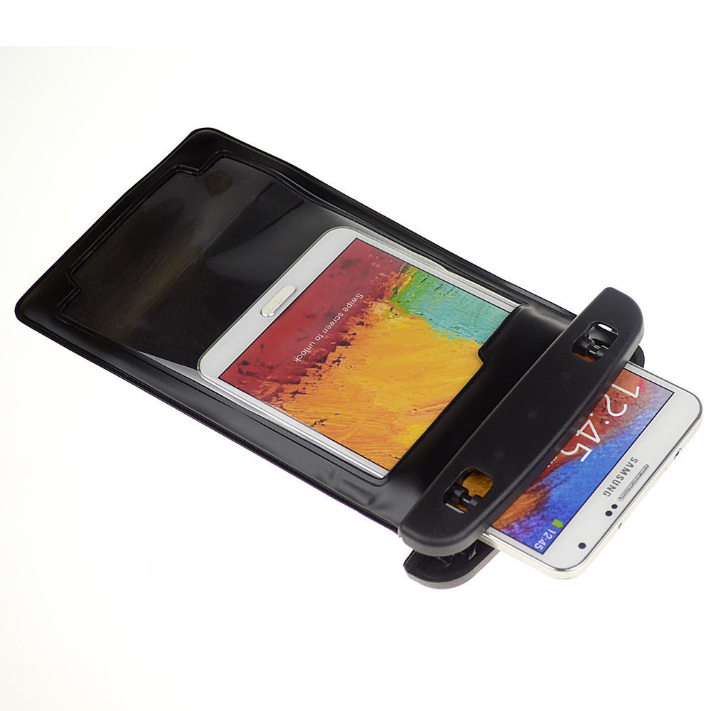 ซองมือถือกันน้ำ ใส่ได้ทั้งไอโฟนและซัมซุง แบบมีสายรัดแขน คล้องคอได้ ดำน้ำได้ สีดำ