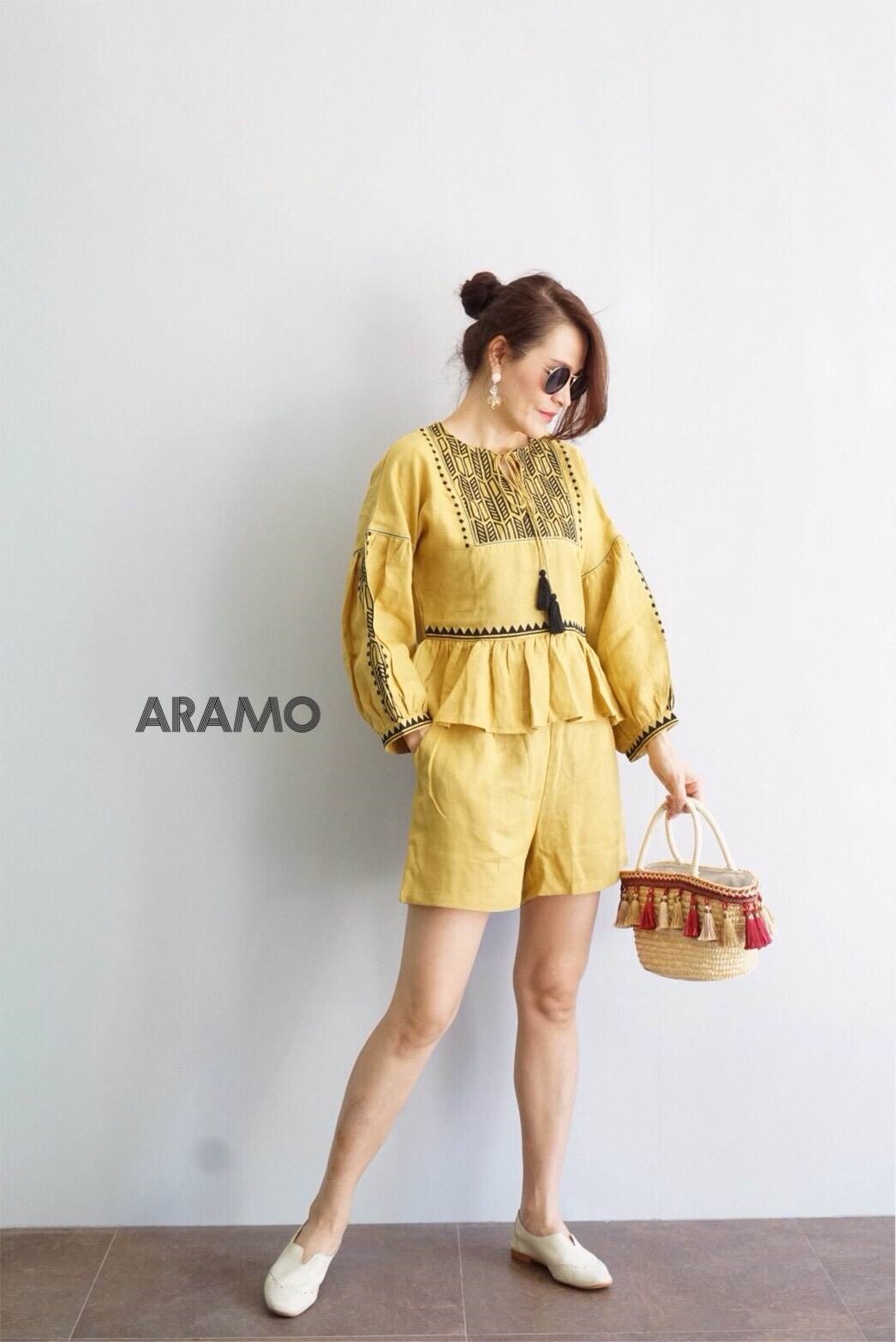 พร้อมส่ง เสื้อผ้าเกาหลี งานลินินแท้ปัก