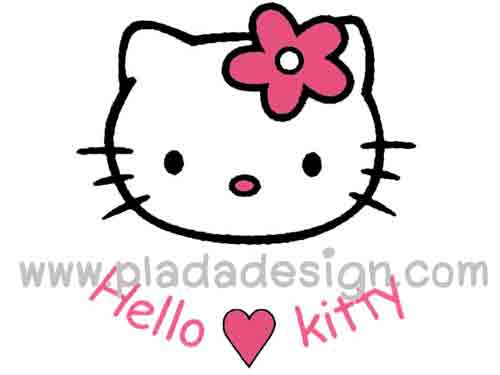 กระดาษสาพิมพ์ลาย สำหรับทำงาน เดคูพาจ Decoupage แนวภาำพ hello kitty ลายเส้น หน้าใหญ่มาก มากับหัวใจสีชมพู พร้อมชื่อ Hello Kitty (ปลาดาวดีไซน์)