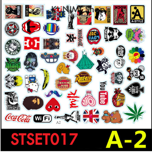 STSET017 (เซ็ต50ชิ้น) สติกเกอร์ ลายการ์ตูน กราฟิตี้ ติดรถยนต์, มอเตอร์ไซต์, จักรยาน, กระเป๋า, ติดผนัง ของใช้ต่างๆ สติกเกอร์PVCกันน้ำ ลายสวย เก๋ น่ารัก มีสไตล์ เท่ห์ ไม่ซ้ำใคร