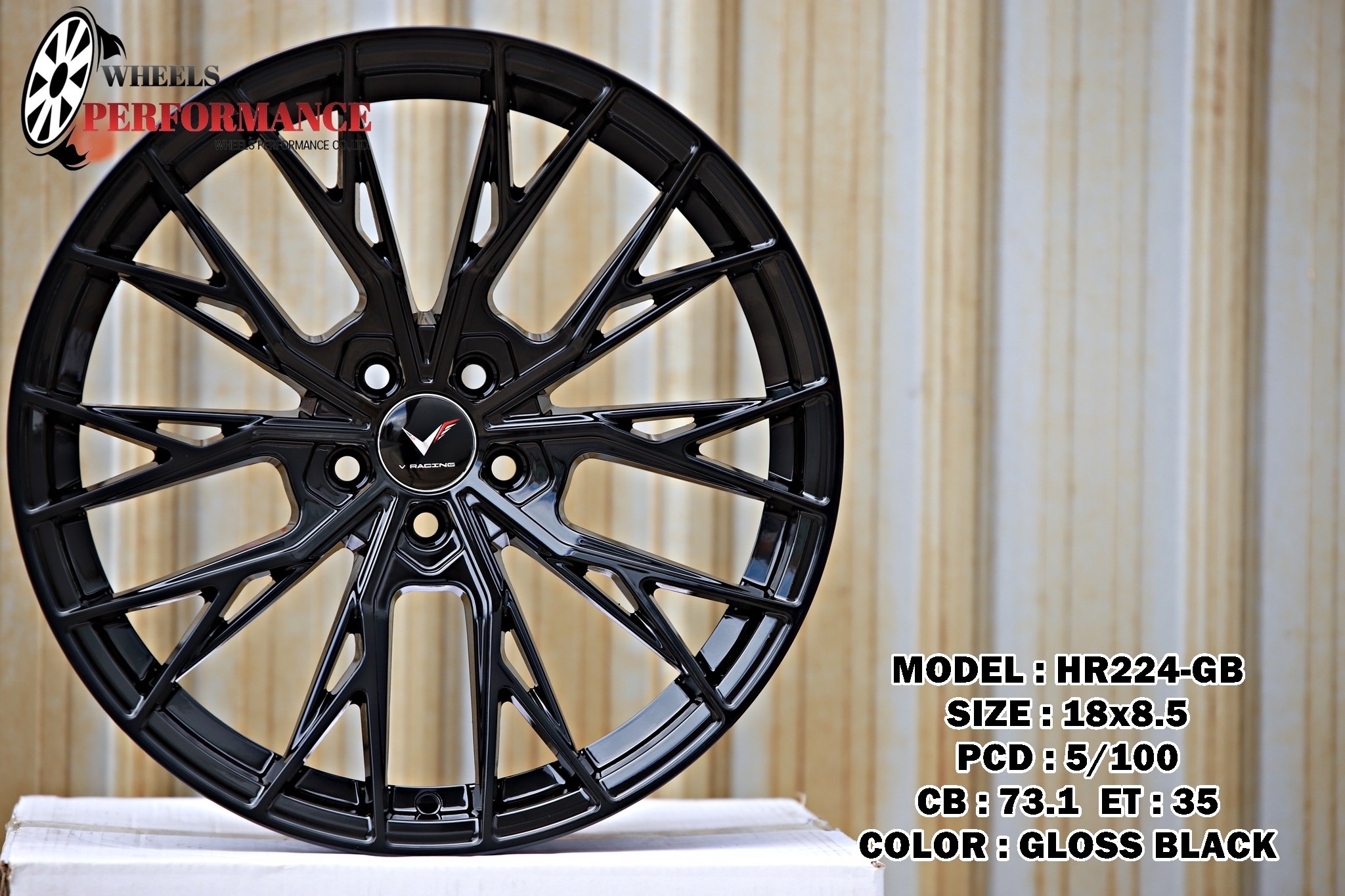 ล้อ V-Racing HR224 ขอบ18x8.5 5x112 ET35 สีดำหน้าเงา *ราคาต่อวง