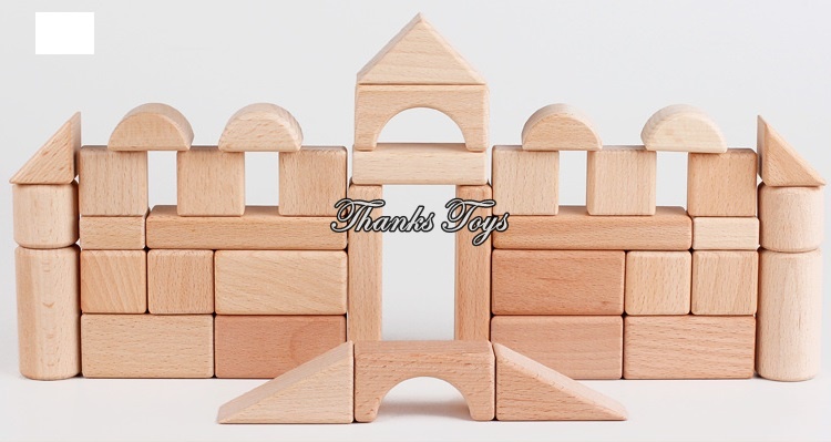 บล็อกไม้สีธรรมชาติ 100 ชิ้น