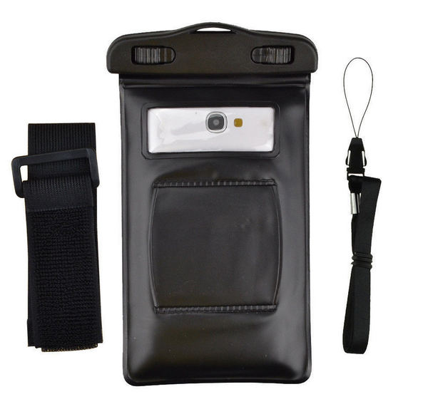 ซองมือถือกันน้ำ ใส่ได้ทั้งไอโฟนและซัมซุง แบบมีสายรัดแขน คล้องคอได้ ดำน้ำได้ สีดำ