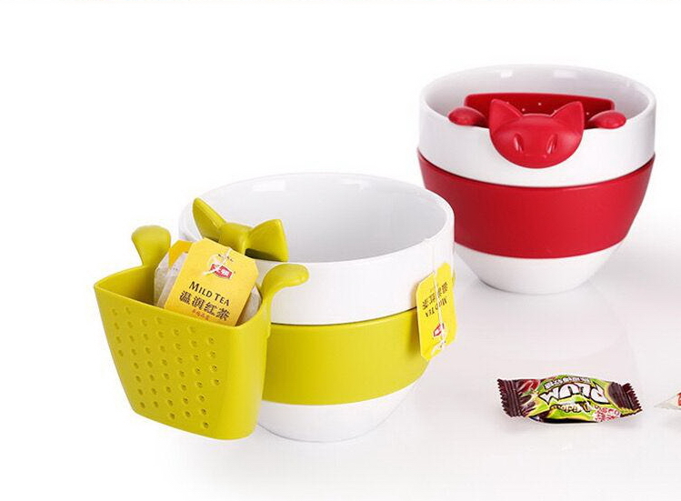 ที่กรองชา ซิลิโคน tea infuser ลายแมวเกาะถ้วย มี 3 สี