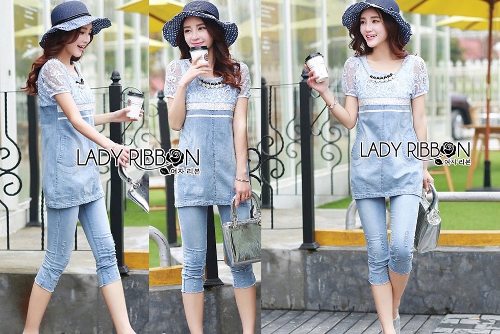 พร้อมส่ง เสื้อผ้าและกางเกงผ้าเดนิม