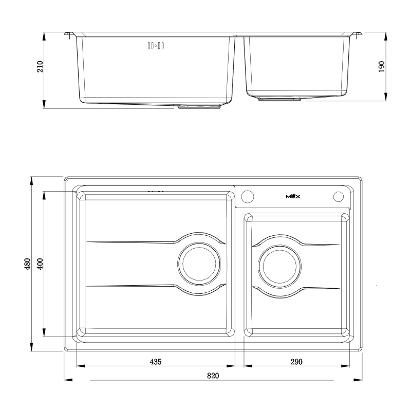อ่างล้างจาน MEX รุ่น TD822