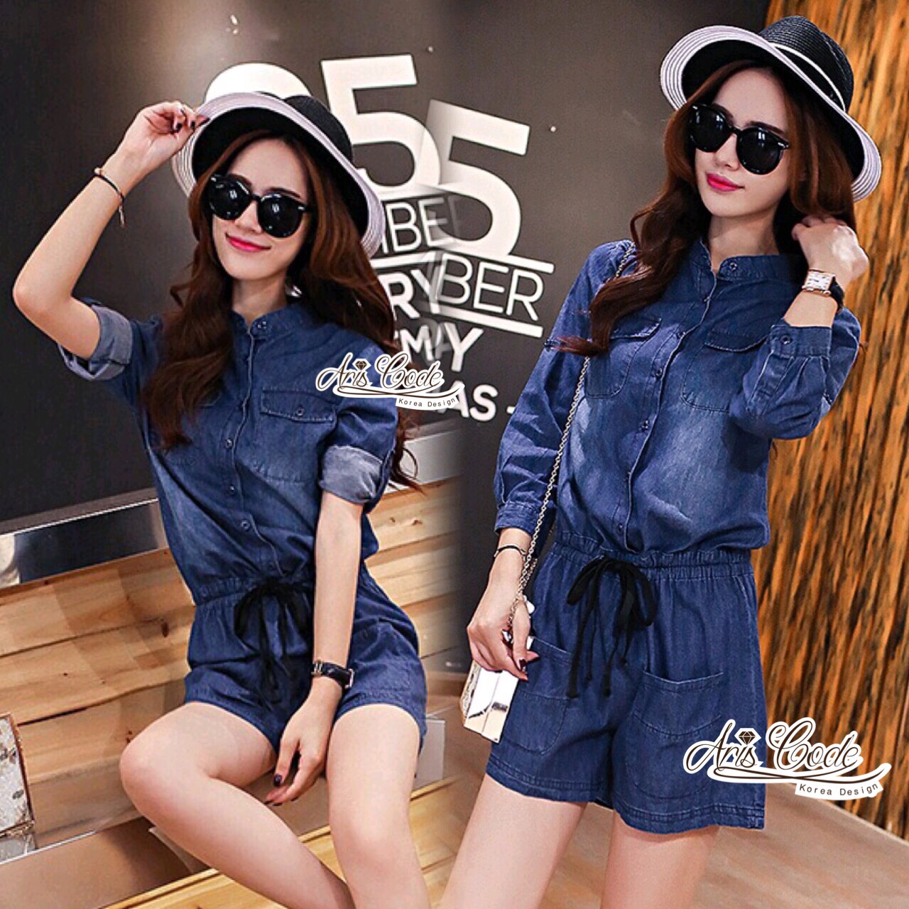 พร้อมส่ง จั๊มสูทแขนยาว ยีนส์เดนิมผ้านิ่ม