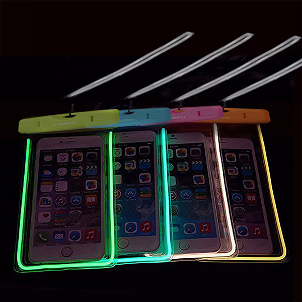 ซองมือถือกันน้ำ เรืองแสง สีฟ้า ซองใส่โทรศัพท์กันน้ำ