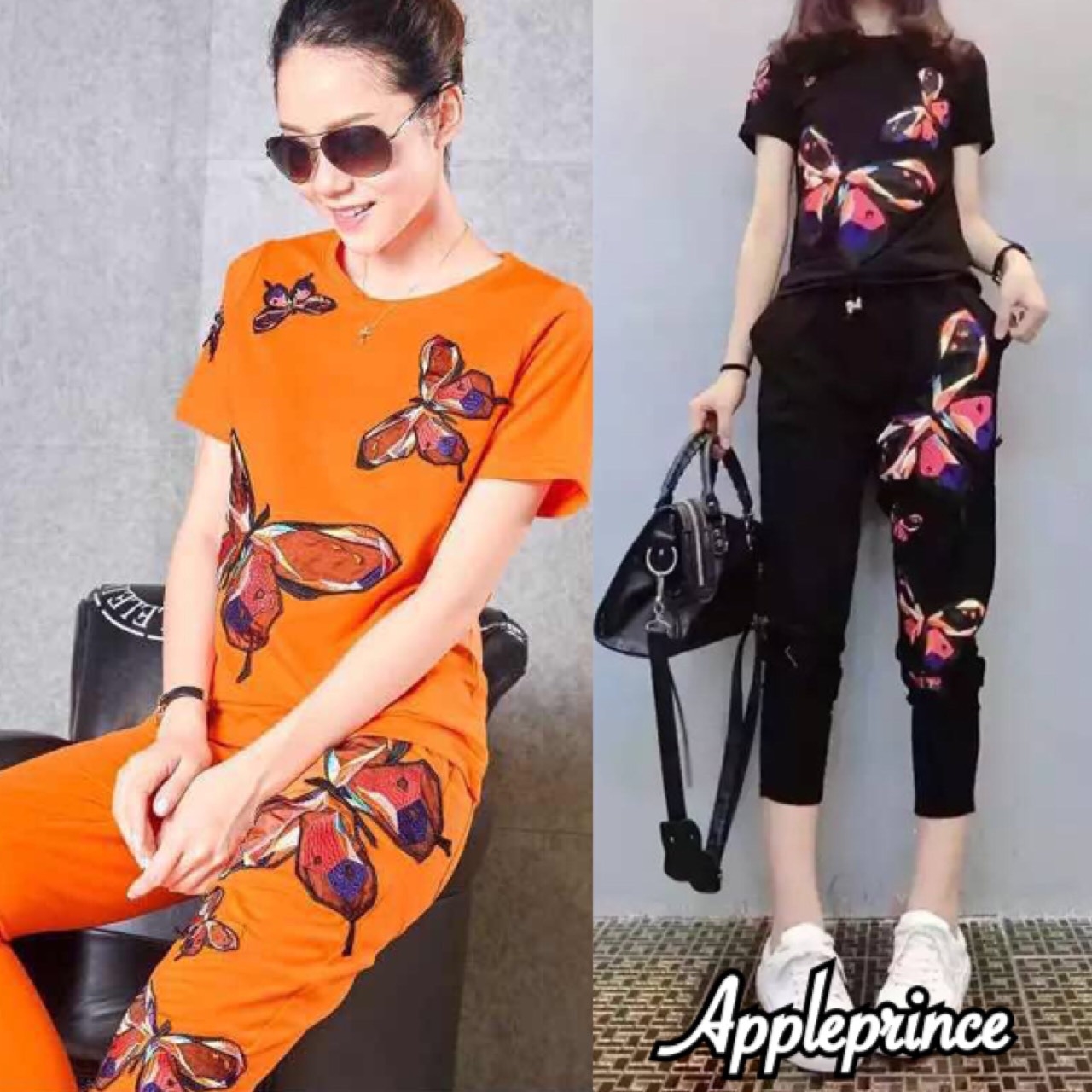 เสื้อผ้าเกาหลีพร้อมส่ง แต่งผีเสื้อปักแน่นๆ