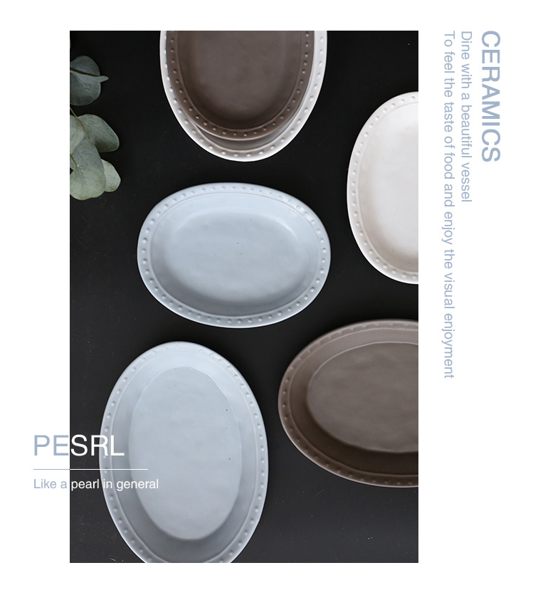 Pre-Order จานเปลเซรามิค ขอบลูกปัด มี 2 ขนาด มี 3 สี