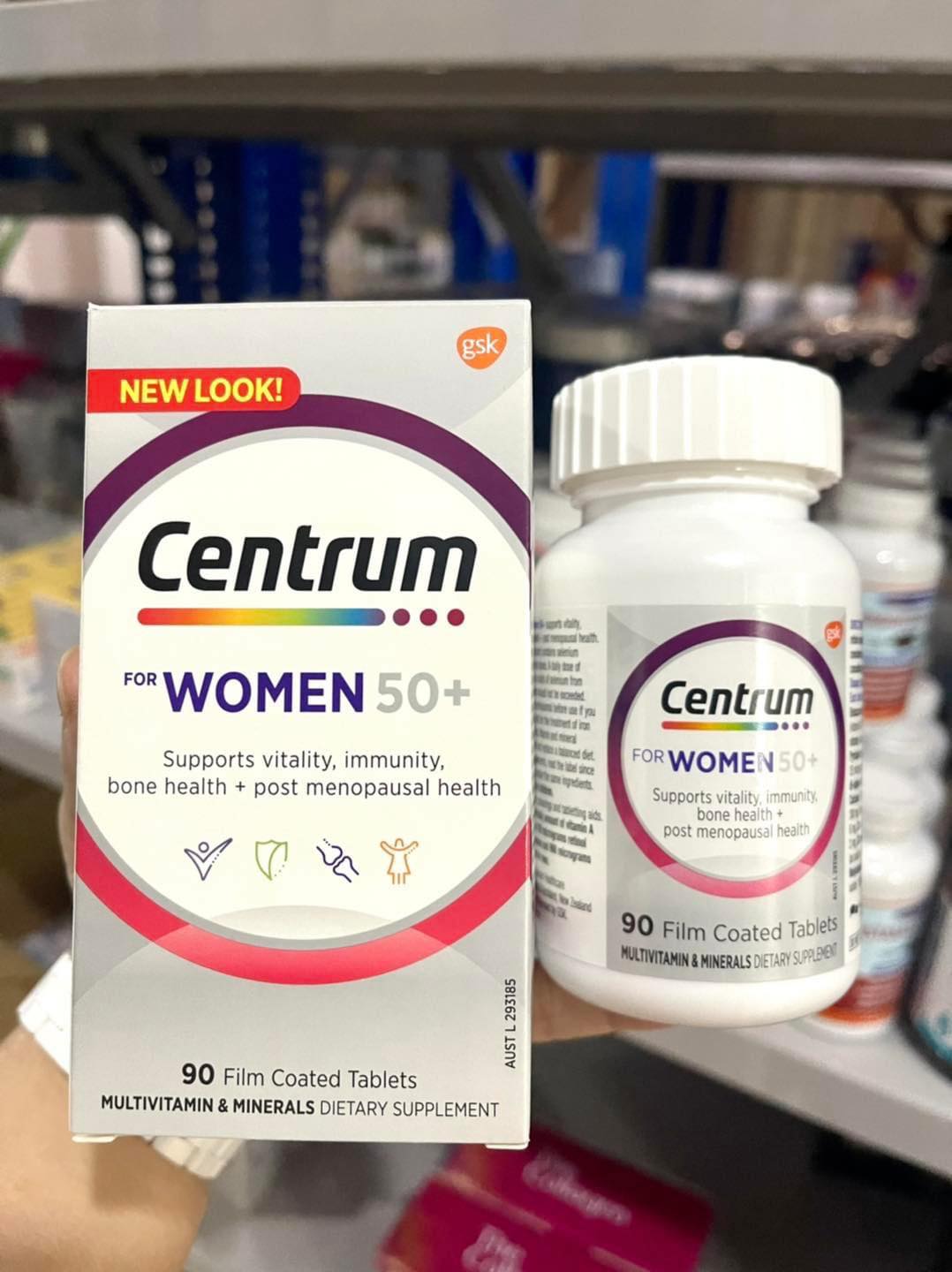 วิตามินรวมสำหรับผู้หญิงวัย50+ Centrum Silver Multivitamin 50+ Woman 90 Tablets