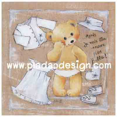 กระดาษเดคูพาจพิมพ์ลาย สำหรับทำงาน เดคูพาจ Decoupage งานฝีมือ งาน Handmade แนวภาพ หมี เท็ดดี้ แบร์ tedyy bear สาวน้อยหาชุดสวยเตรียมแต่งตัวไปออกเดท pladao design
