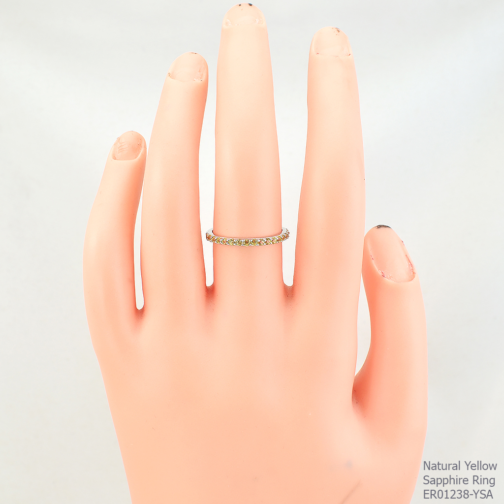 SKJewelryfactory แหวนเงินแท้ ฝังพลอยบุษราคัมแท้ สไตล์แหวนแถว ER01238-YSA