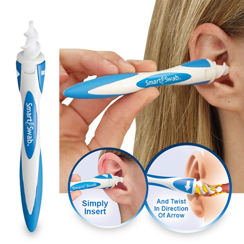 ไม้แคะหู smart swab สีฟ้า ใช้งานง่าย พร้อมหัวปั่นสำรอง 16 หัว
