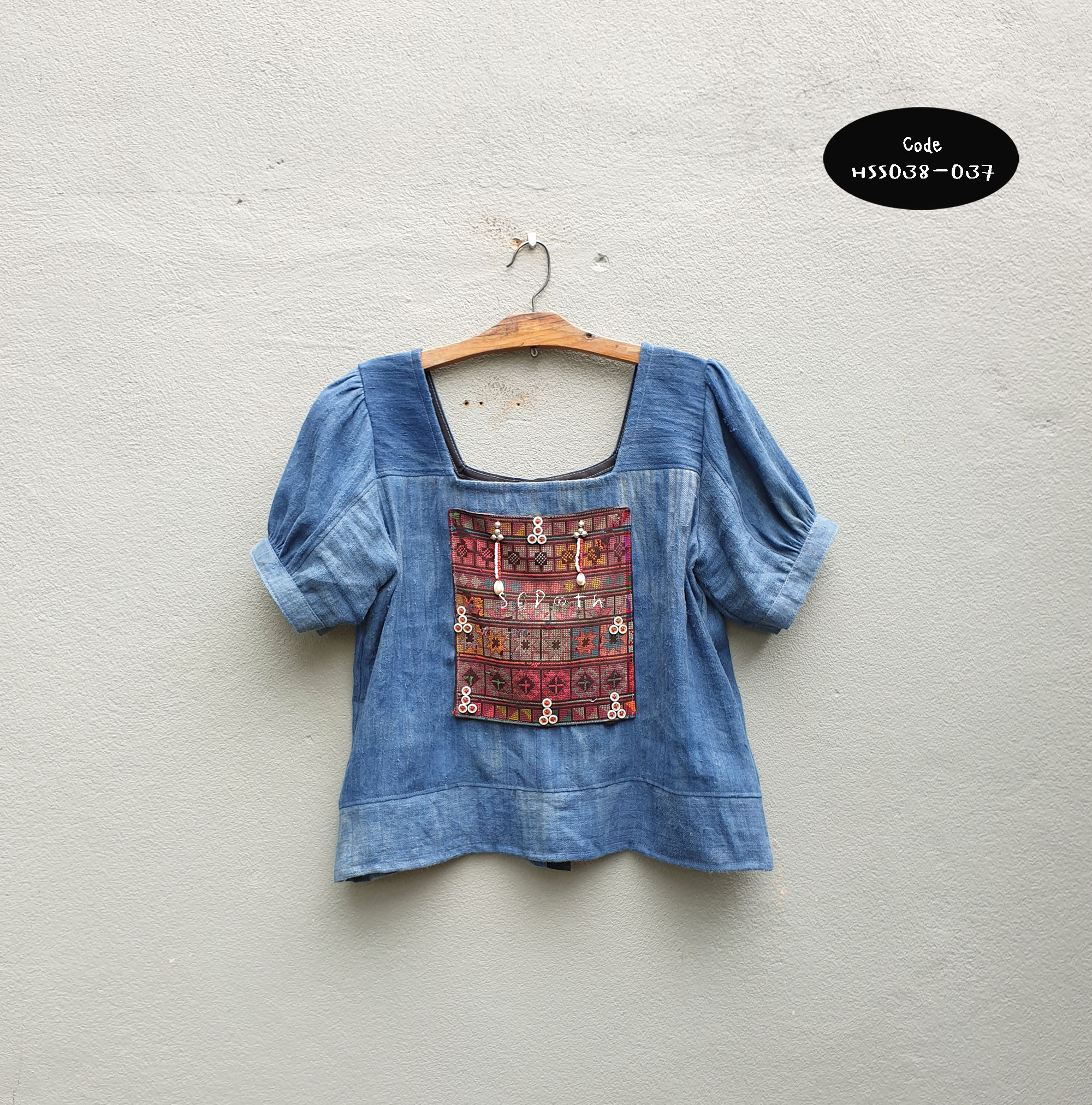 เสื้อคอเหลี่ยม แขนตุ๊กตา HSS038