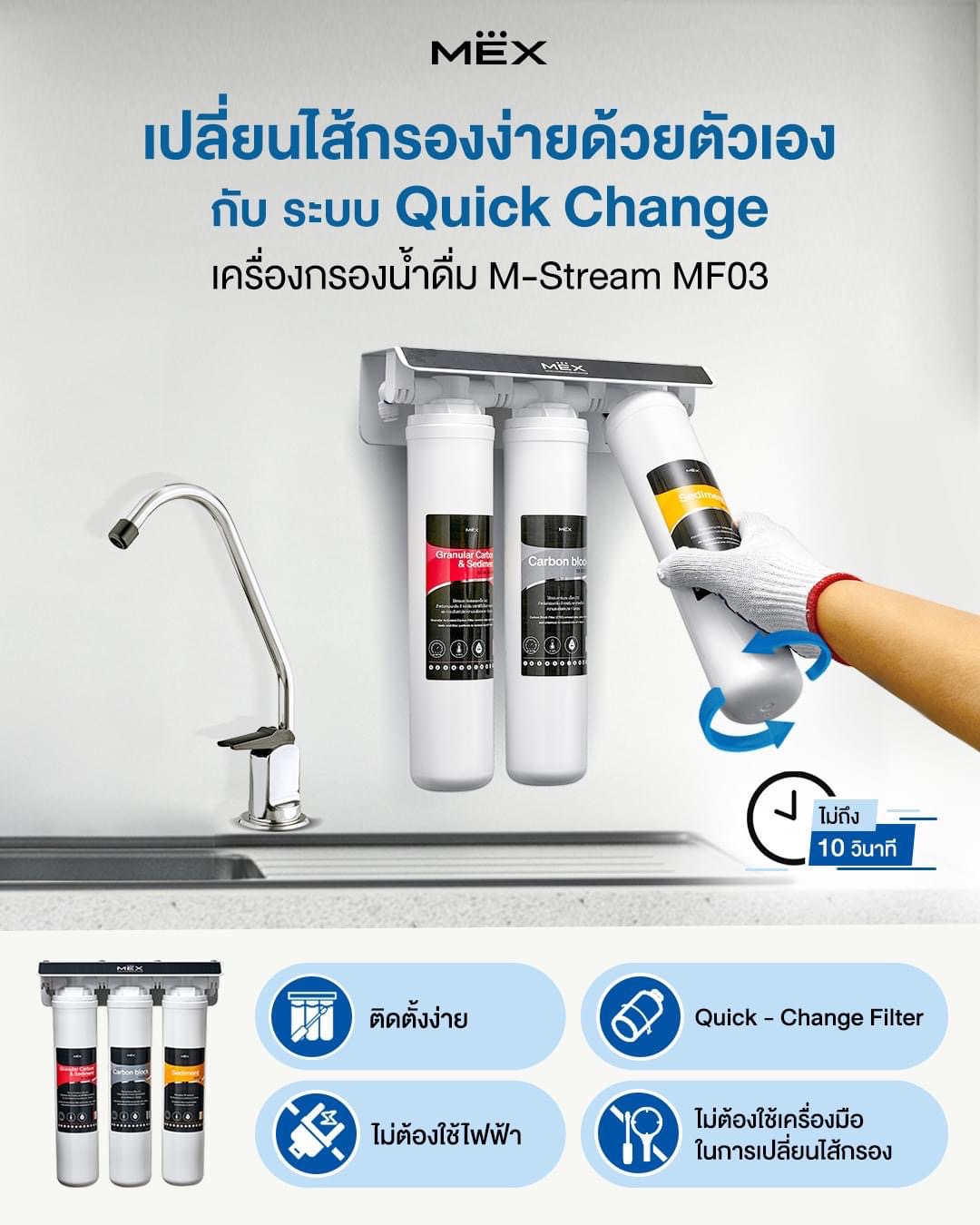 เครื่องกรองน้ำดื่ม 3 ขั้นตอน MEX รุ่น MF03