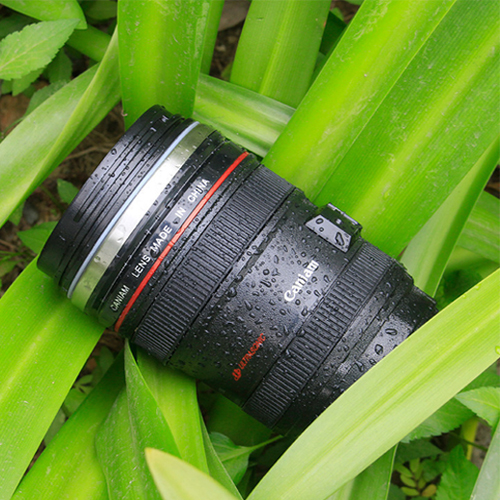 แก้วน้ำพร้อมฝาปิดสนิท แน่นหนา แก้วน้ำรูปเลนส์กล้อง Caniam