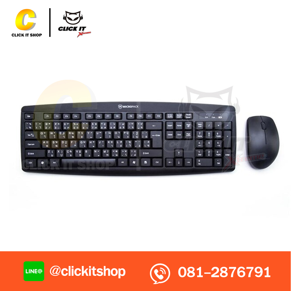 KEYBOARD (คีย์บอร์ดไร้สาย) WIRELESS MICROPACK KM-203 - BLACK